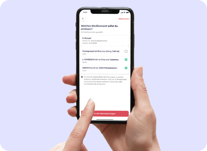 Telefon mit geöffneter gesund.de App
